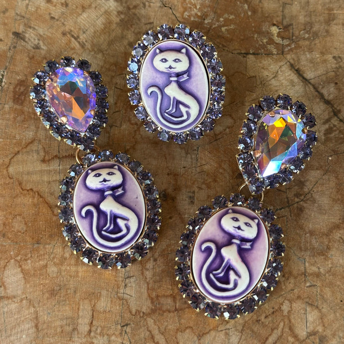 Velvet Kitty Girl - Ready to Ship earrings and ring set