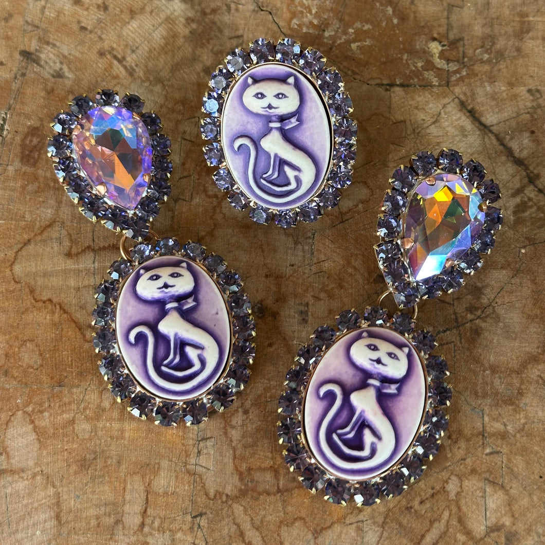 Velvet Kitty Girl - Ready to Ship earrings and ring set