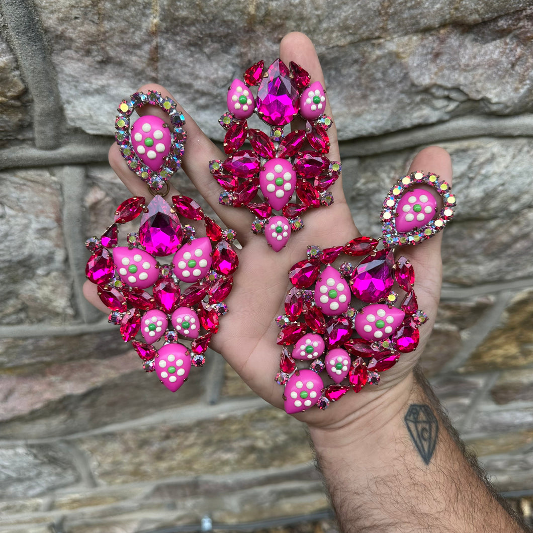 Pink Polka - Ready to Ship earrings and ring set