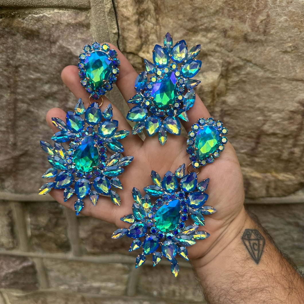 Ocean Blue Ab - Ready to Ship earrings and ring set