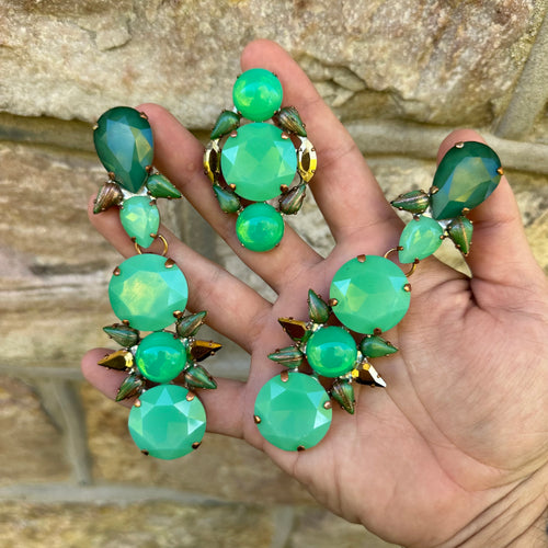 Jadeite and Gold - Ready to Ship earrings and ring set