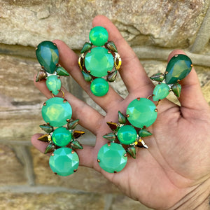 Jadeite and Gold - Ready to Ship earrings and ring set