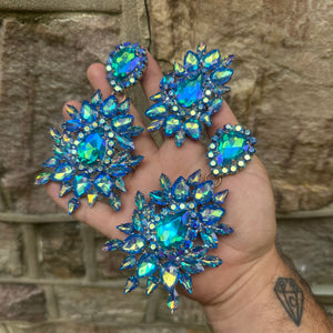 Ocean Blue Ab - Ready to Ship earrings and ring set