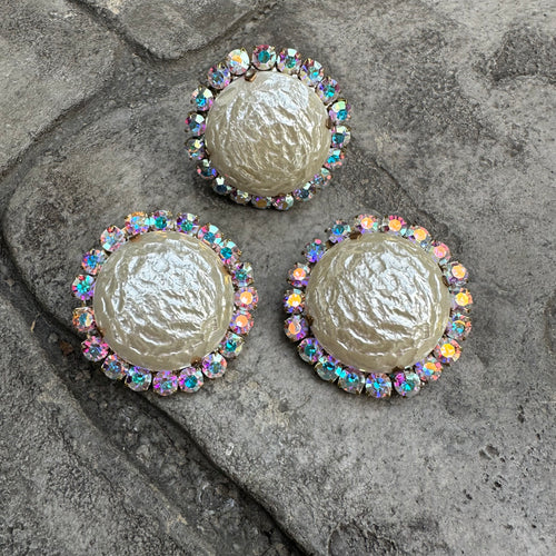 Pearl BUTTONS - Ready to Ship earrings and ring set