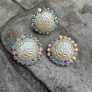 Pearl BUTTONS - Ready to Ship earrings and ring set