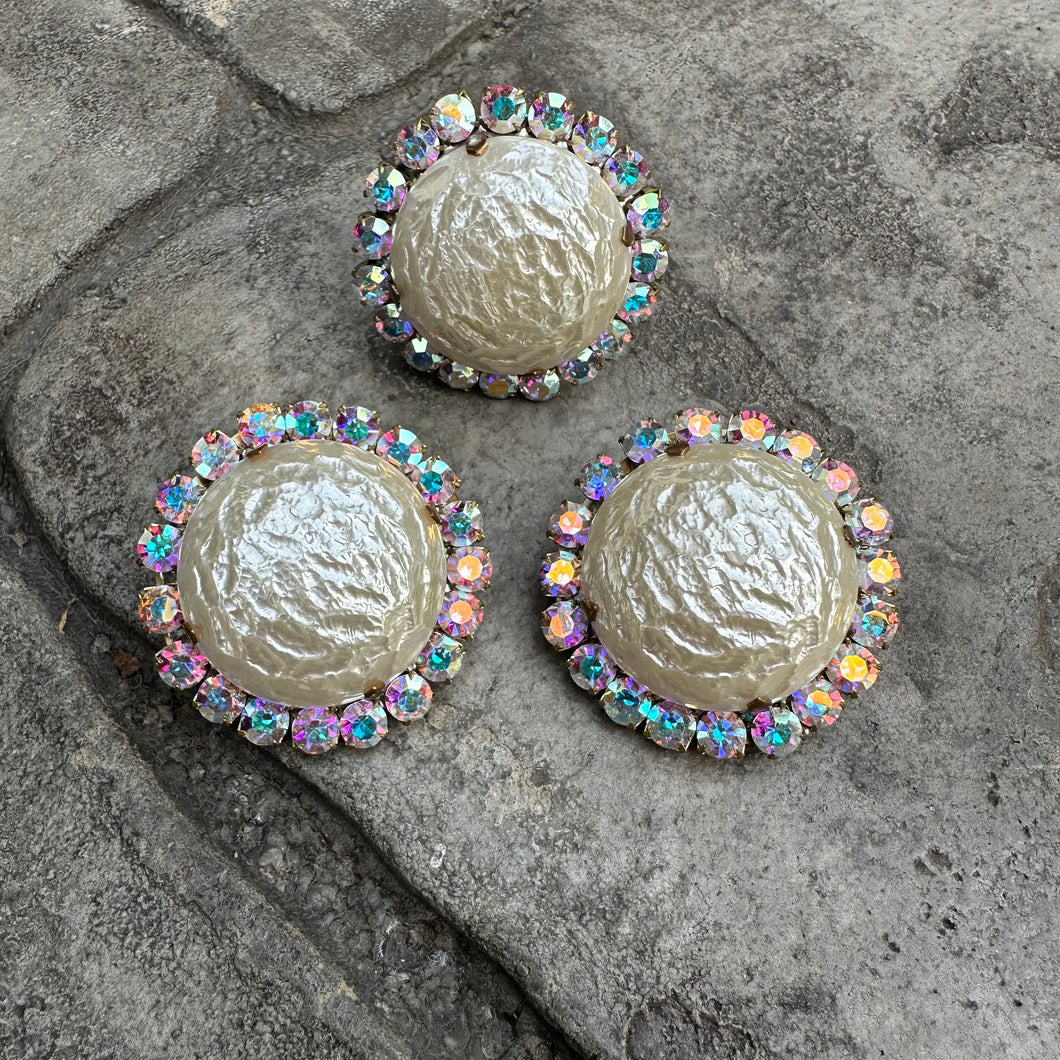 Pearl BUTTONS - Ready to Ship earrings and ring set