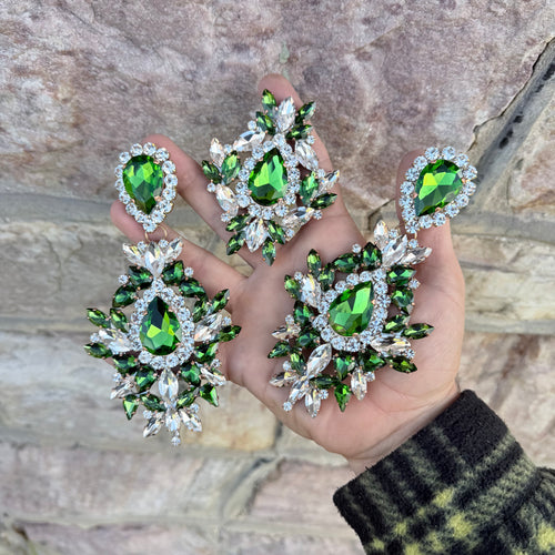 Emerald Island - Ready to ship earrings and ring set